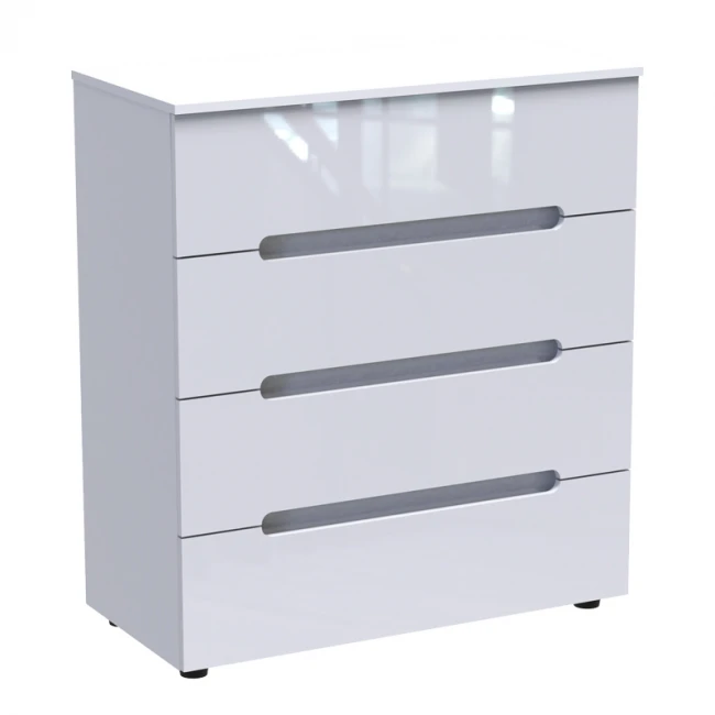 Chest of drawers Afina pakoworld mdf in white glossy color 90x44x101cm