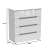 Chest of drawers Afina pakoworld mdf in white glossy color 90x44x101cm