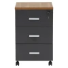 Chest of drawers on wheels Oscar pakoworld 3 drawers walnut-charcoal 40x48x63cm