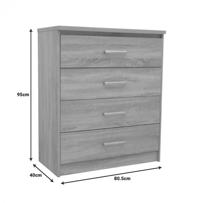 Chest of 4 drawers Olympus pakoworld  in light oak colour 80.5x40x95