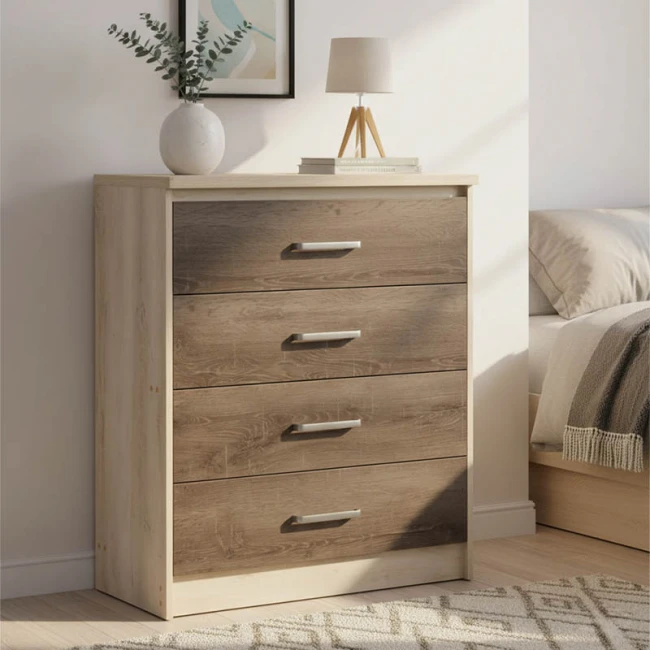 Συρταριέρα OLYMPUS pakoworld με 4 συρτάρια χρώμα castillo-toro 80x40x95εκ