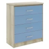 Children's chest of 4 drawers Drawer Looney pakoworld in castillo-blue colour 80x40x95