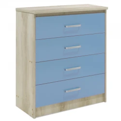Children's chest of 4 drawers Drawer Looney pakoworld in castillo-blue colour 80x40x95