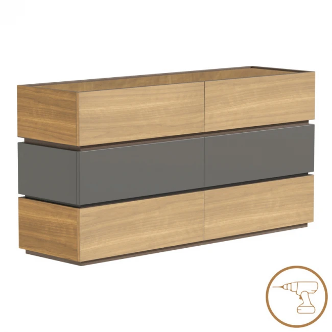 Sonlen pakoworld chest of drawers in anthracite-sonoma shade 120x40x72cm