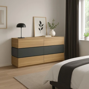 Sonlen pakoworld chest of drawers in anthracite-sonoma shade 120x40x72cm