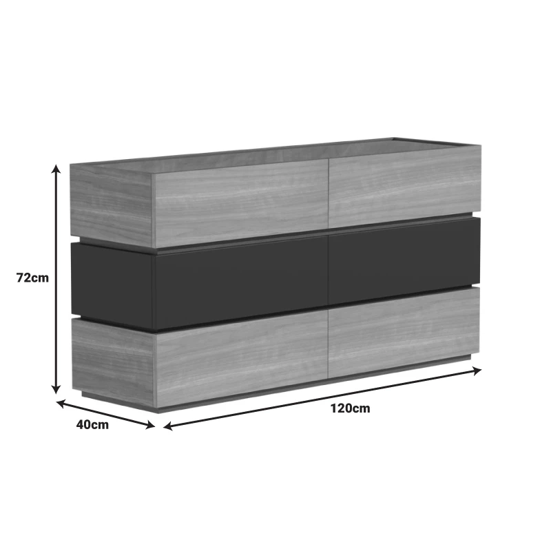 Sonlen pakoworld chest of drawers in anthracite-sonoma shade 120x40x72cm