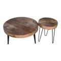 Set of 2 pieces coffee tables Lemia pakoworld mango wood in natural color and black metal leg