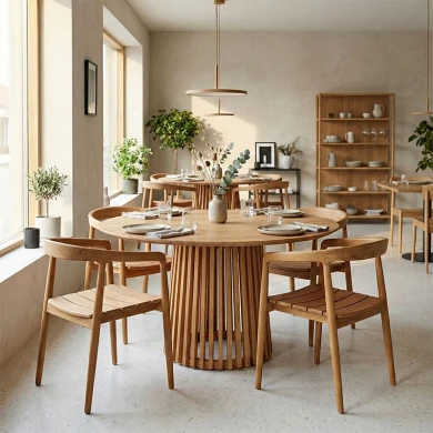 Τραπεζαρία 5τεμ Noody-Kenda I pakoworld teak ξύλο σε φυσική απόχρωση Φ120x75