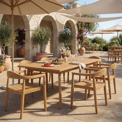 Τραπεζαρία 7 τεμ. Ganny-Pino pakoworld teak ξύλο σε φυσική απόχρωση 180/240x100x75εκ