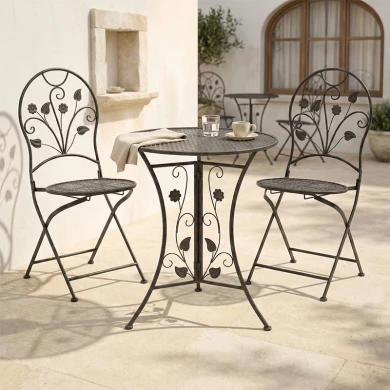 Dining set 3pcs Abriel pakoworld anthracite antique metal