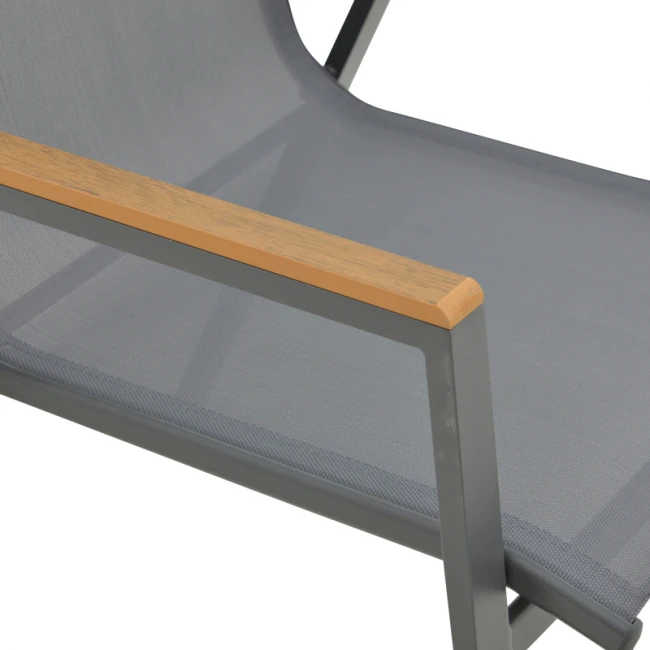 Τραπεζαρία Azelie-Lafla pakoworld σετ 7τεμ ανθρακί ύφασμα-ανθρακί αλουμίνιο 160-240x90x75εκ