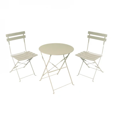 Bistro dining table pakoworld set of 3 pieces  metal  foldable in champagne Φ60x71cm