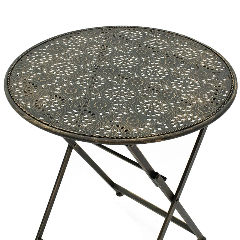 Drill pakoworld garden dining set 3pcs in copper antique color metal