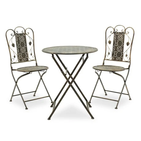 Drill pakoworld dining set 3pcs in copper antique color metal