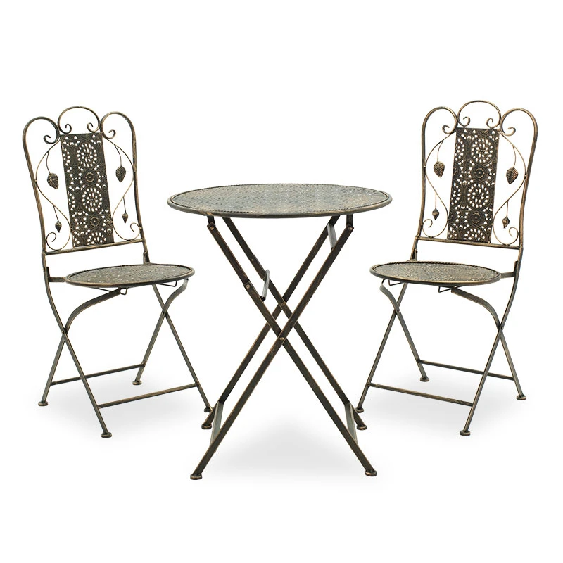 Drill pakoworld garden dining set 3pcs in copper antique color metal