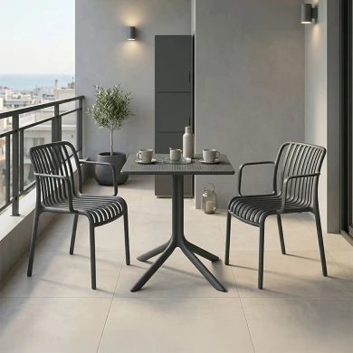 Dining table Groovy Zoi pakoworld 3 pcs anthracite PP 60x60x76cm