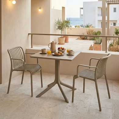 Dining table Groovy Zoi pakoworld 3 pcs cappuccino PP 60x60x76cm