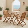 Joter-Carpuva pakoworld dining table set of 3 folding natural solid acacia wood D70x74cm