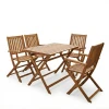 Τραπεζαρία Joter-Jaybo pakoworld σετ 5τεμ πτυσσόμενο φυσικό μασίφ ξύλο ακακίας 100x65x72εκ