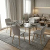 Dining Room with Jelour Chairs Gray and Titta Glass Table 120x70x75cm Set of 5pcs