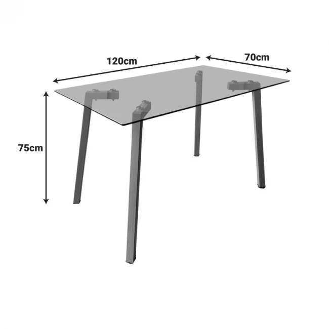 Dining Room with Jelour Chairs Gray and Titta Glass Table 120x70x75cm Set of 5pcs