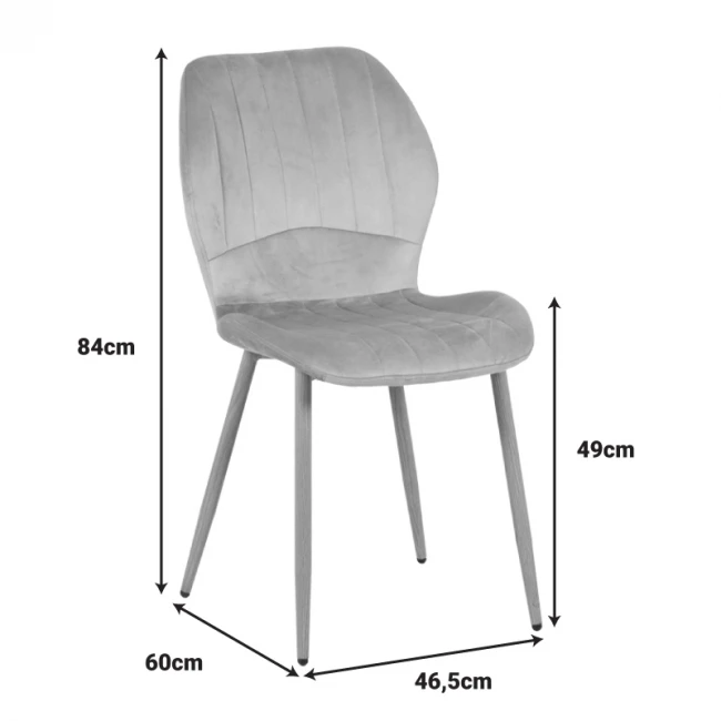 Dining Room with Jelour Chairs Gray and Titta Glass Table 120x70x75cm Set of 5pcs