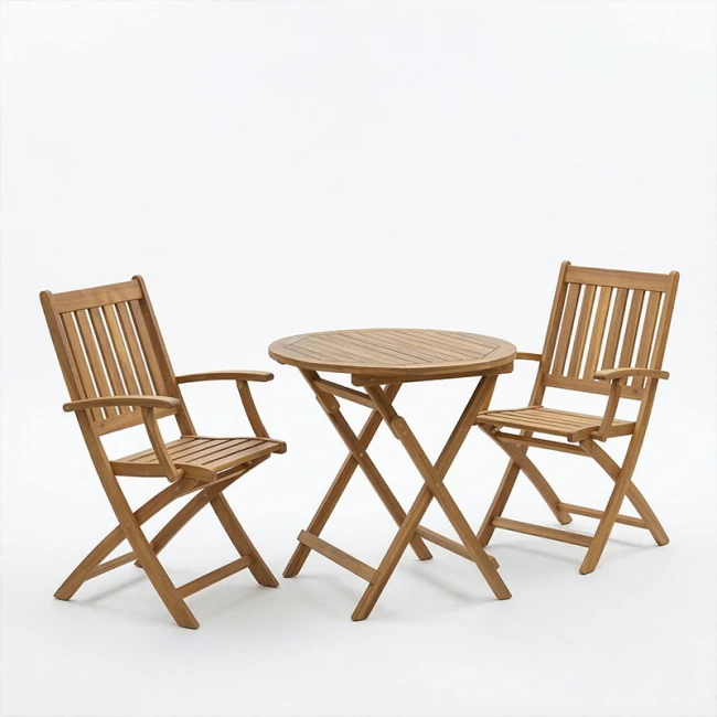 Dining table Mobie-Carpuva pakoworld set of 3 folding natural solid acacia wood D70x74cm