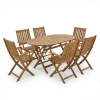 Τραπεζαρία Mobie-Falov pakoworld σετ 7τεμ φυσικό μασίφ ξύλο ακακίας 130x80x72εκ