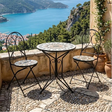 Mosaic pakoworld dining set set 3pcs metal black