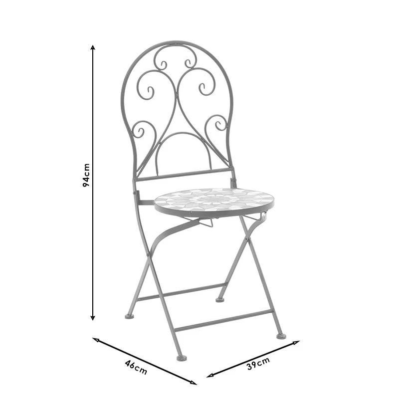 Mosaic pakoworld garden dining set set 3pcs metal black