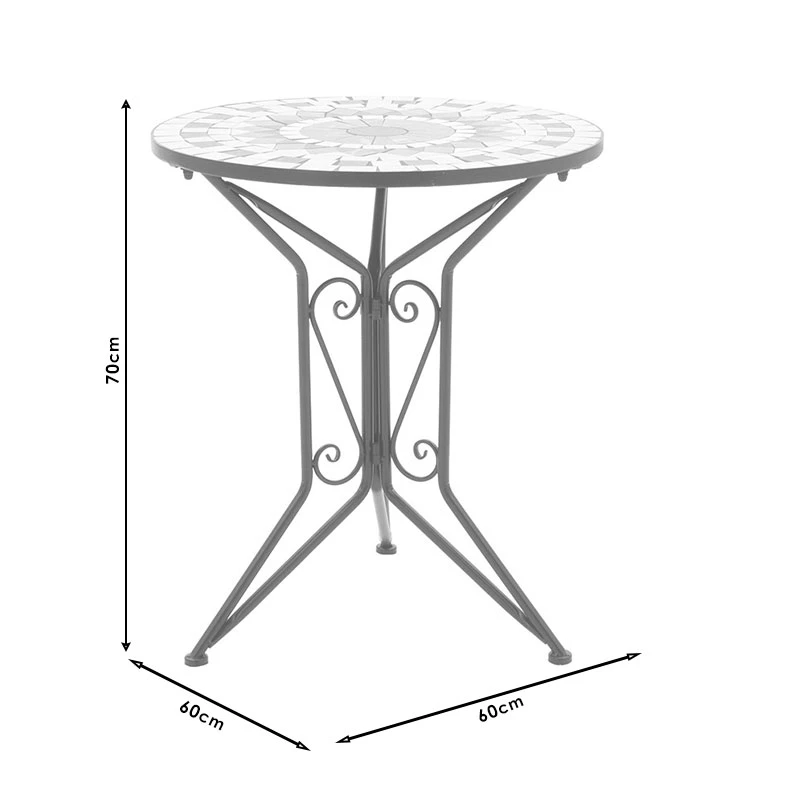 Mosaic pakoworld garden dining set set 3pcs metal black