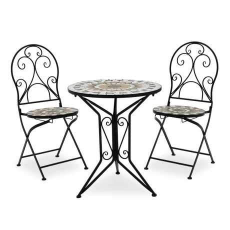 Mosaic pakoworld dining set set 3pcs metal black