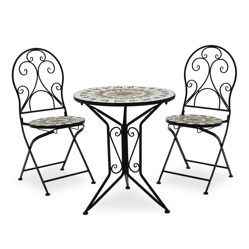 Mosaic pakoworld garden dining set set 3pcs metal black