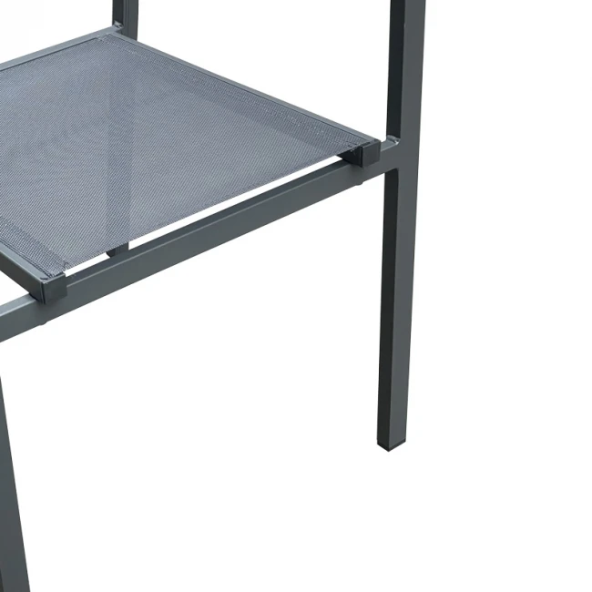 Nares-Moly pakoworld dining table set of 5 anthracite aluminum and natural plywood 140x80x72.5cm