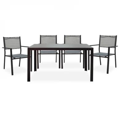 Dining set 5pcs Nares-Moly pakoworld aluminum anthracite-textilene anthracite