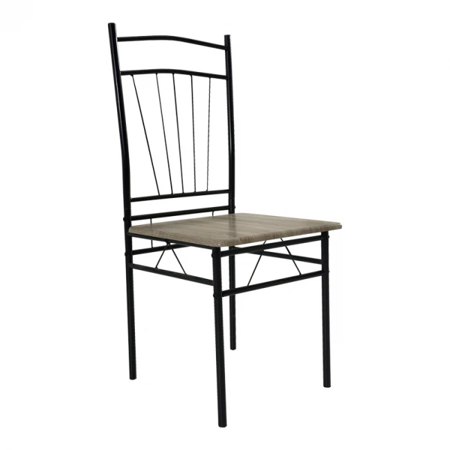 Τραπεζαρία Reforia pakoworld σετ 5τμχ mdf σε γκρι απόχρωση με μαύρα μεταλλικά πόδια 110x60x74εκ