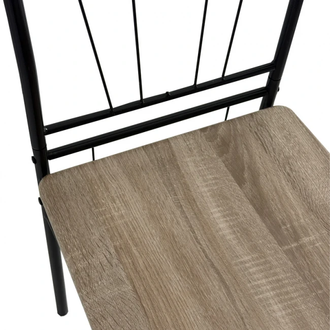 Τραπεζαρία Reforia pakoworld σετ 5τμχ mdf σε γκρι απόχρωση με μαύρα μεταλλικά πόδια 110x60x74εκ