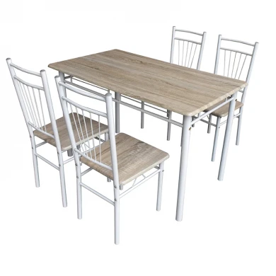 Τραπεζαρία Roza I pakoworld σετ 5τμχ mdf σε φυσική απόχρωση με λευκά πόδια μέταλλο 110x68x75εκ