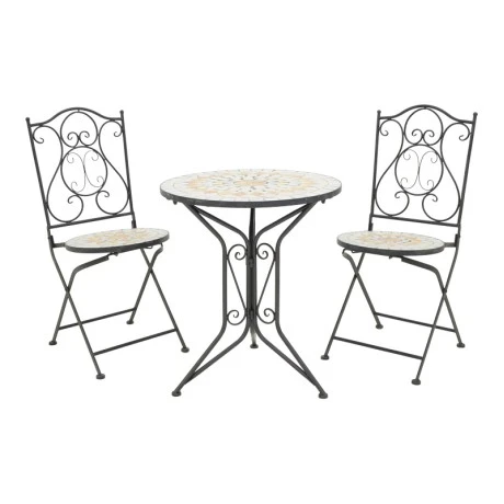 Sellis pakoworld dining set 3pcs mosaic-metal black