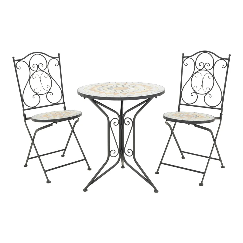 Sellis pakoworld dining set 3pcs mosaic-metal black