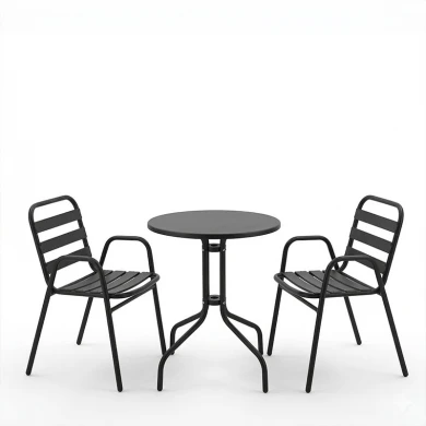 Dinning set Sussie-Vergo Ι pakoworld set of 3 black metal-aluminum D60x70cm