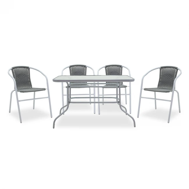 Τραπεζαρία Valor-Obbi σετ 5τεμ pakoworld μέταλλο-pe γκρι