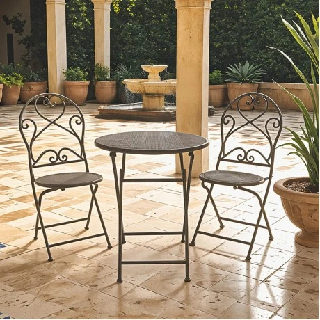 Walen pakoworld dining table set of 3 metal in bronze shade