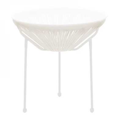 Acapulco table pakoworld metal-pe rattan in white shade D50x52cm