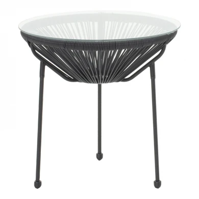 Acapulco table pakoworld metal-pe rattan in black shade D50x52cm