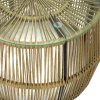 Τραπέζι Adela pakoworld pe wicker-γυαλί σε φυσική απόχρωση Φ47x38εκ