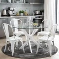 Antoro pakoworld table glass and metal legs in white shade D80x75cm