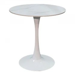 Τραπέζι Balou I pakoworld sintered stone σε λευκό μαρμάρου Φ70x74εκ