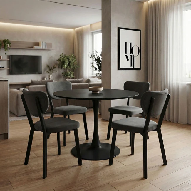 Tραπέζι Balou pakoworld mdf σε μαύρη απόχρωση Φ80x73εκ