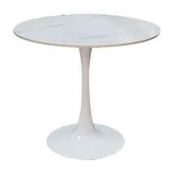 Balou pakoworld table sintered stone in white marble look-white metal base D120x73cm Balou pakoworld table sintered stone in white marble look-white metal base D120x73cm